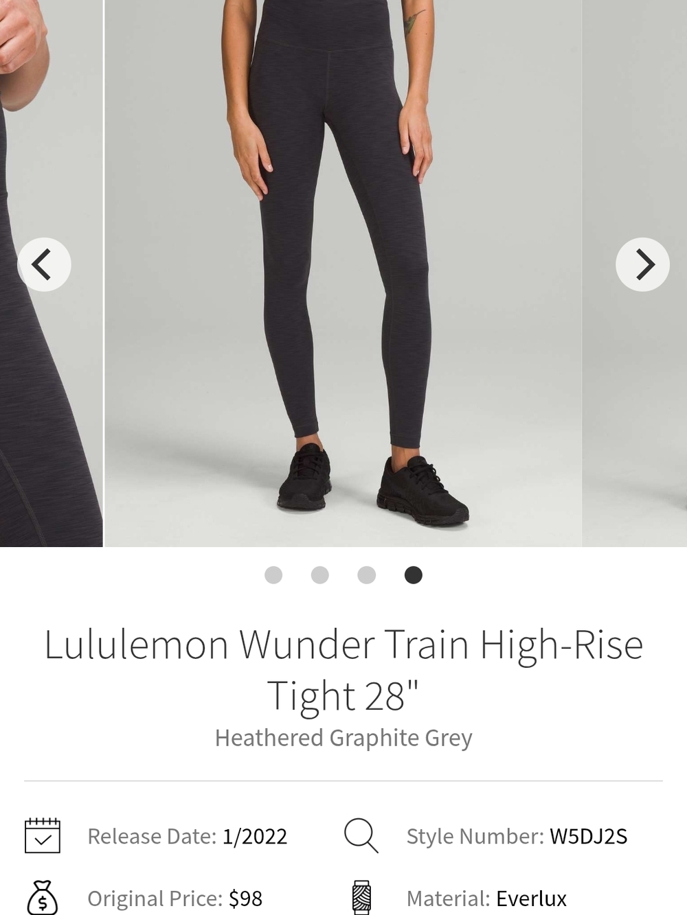 lululemon athletica Wunder Train High-Rise Tight 28" - Heathered Graphite Grey